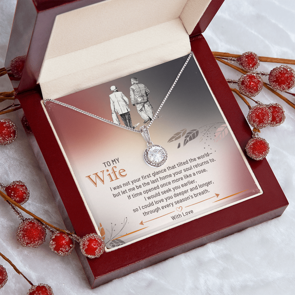 Eternal hope Necklace for Wife in White Gold Premium Quality Gift Box with Deeply Romantic Card Inset