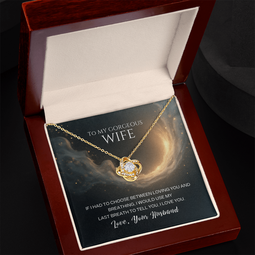 Love Knot Necklace in Yellow or White Gold for Wife Premium Quality in Gift Luxury Box