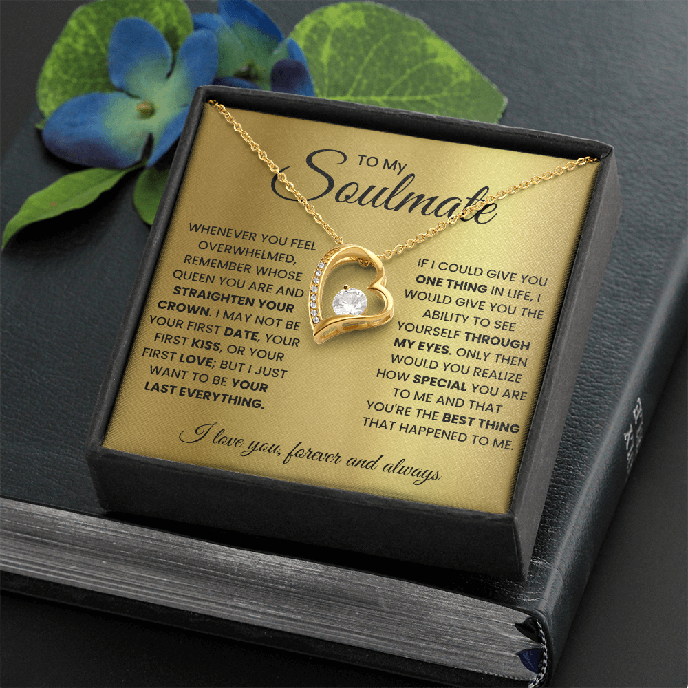 Forever Love Necklace Gift for Soulmate in Gold or White Finish with Light Up Gift Box Options