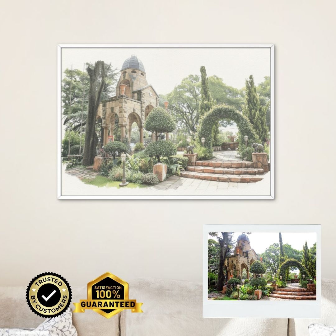 Personalised Watercolour Garden Portrait • Custom Architectural Illustration • Framed Botanical Wall Art Gift