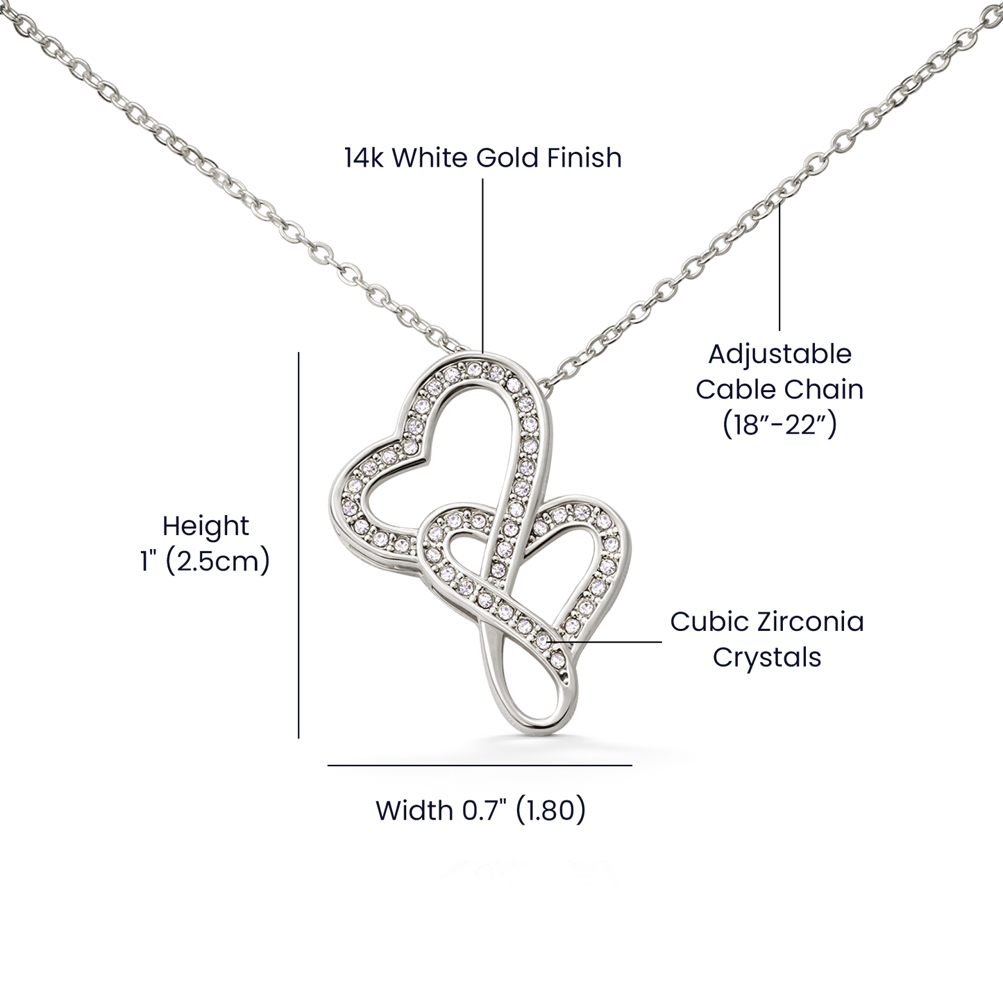 Heart To Heart Necklace for Soulmate White / Yellow Gold Luxury Pendant in Premium Gift Box with Romantic Card Inset