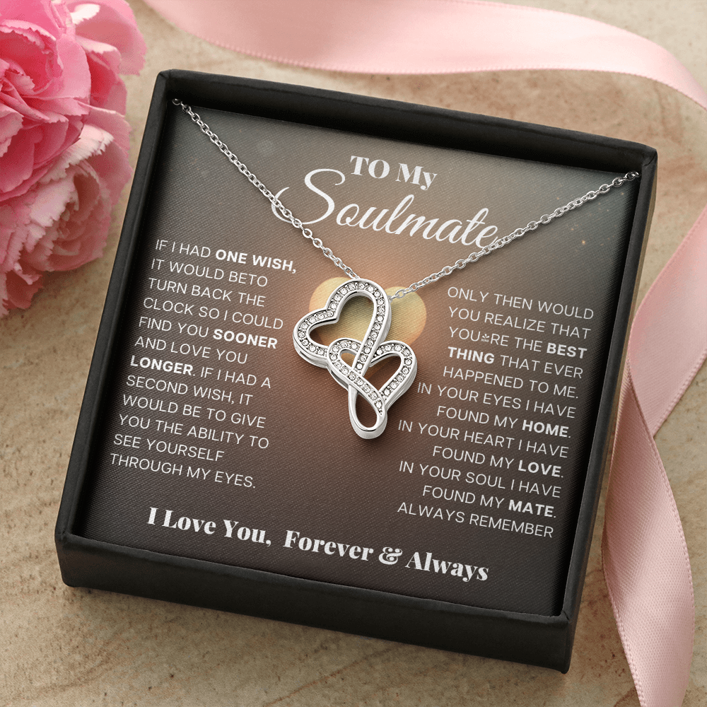 Heart To Heart Necklace for Soulmate White / Yellow Gold Luxury Pendant in Premium Gift Box with Romantic Card Inset