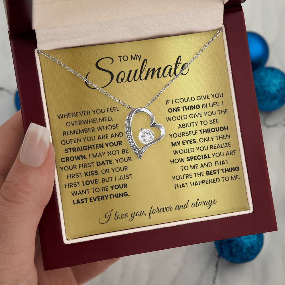 Forever Love Necklace Gift for Soulmate in Gold or White Finish with Light Up Gift Box Options