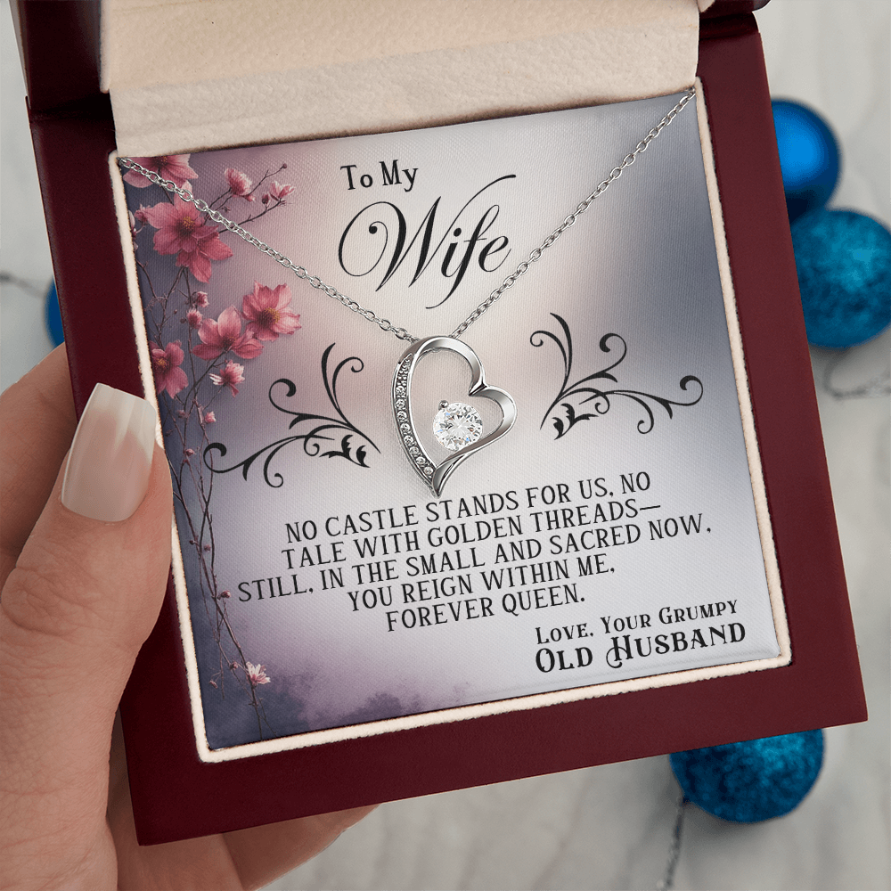Forever Love Necklace Premium Quality For Wife White or Yelllow Gold in Luxury Gift Box Grumpy Old Husband