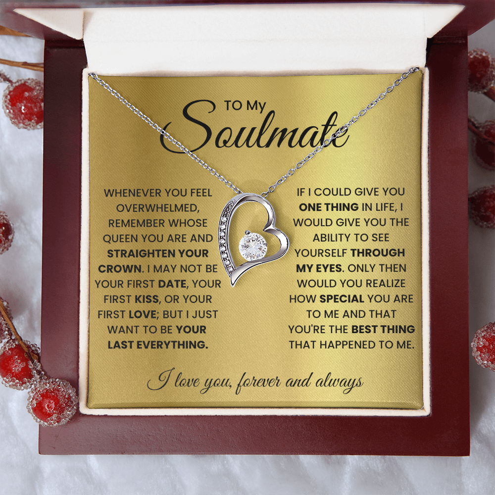 Forever Love Necklace Gift for Soulmate in Gold or White Finish with Light Up Gift Box Options