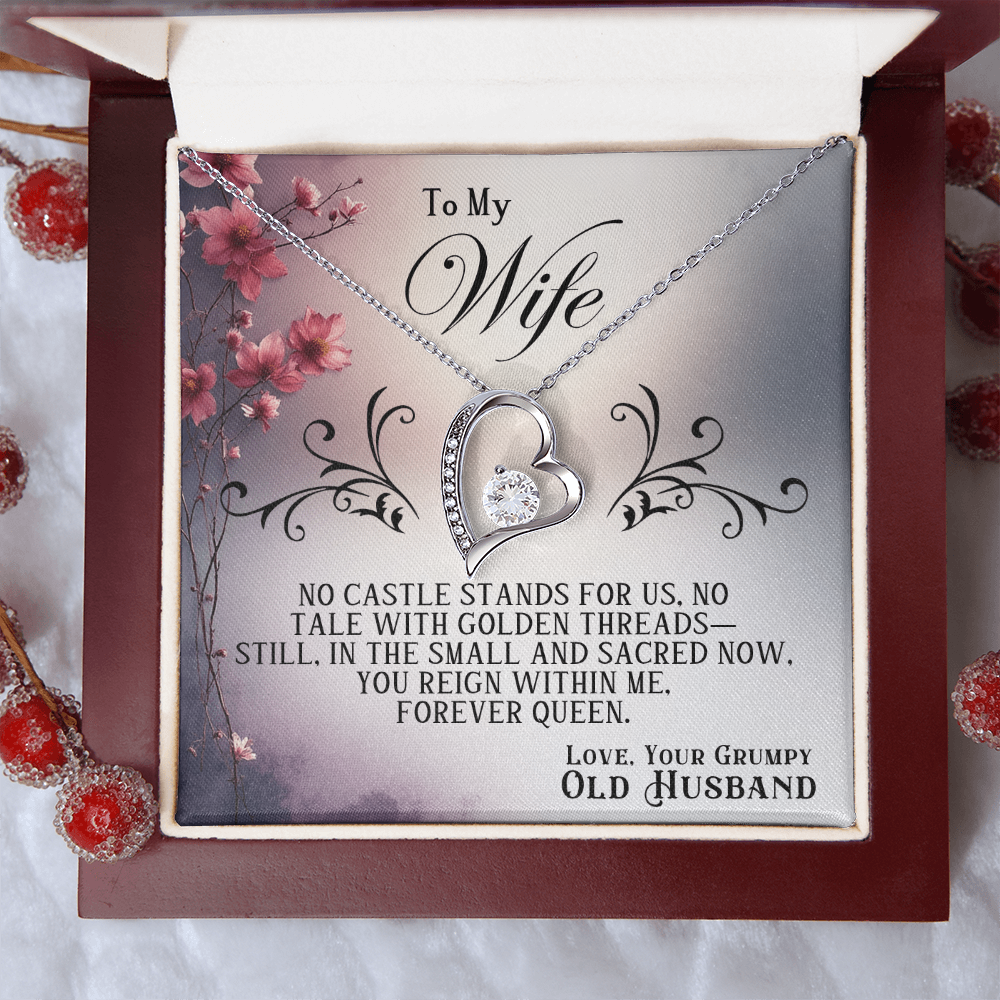 Forever Love Necklace Premium Quality For Wife White or Yelllow Gold in Luxury Gift Box Grumpy Old Husband