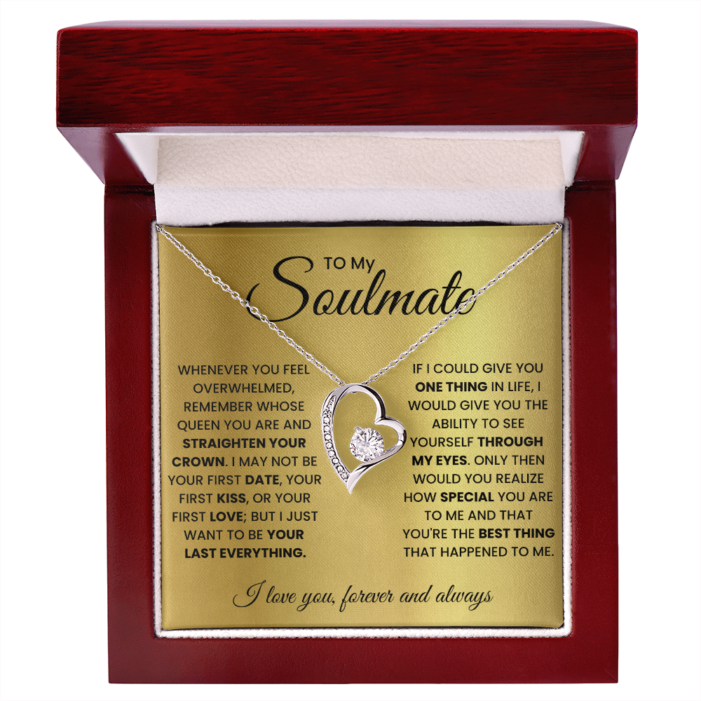 Forever Love Necklace Gift for Soulmate in Gold or White Finish with Light Up Gift Box Options