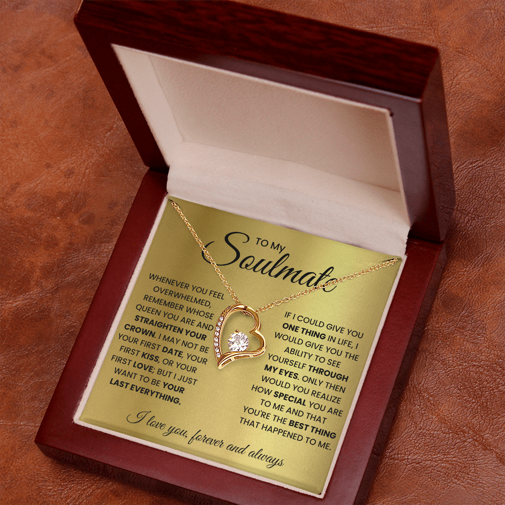 Forever Love Necklace Gift for Soulmate in Gold or White Finish with Light Up Gift Box Options