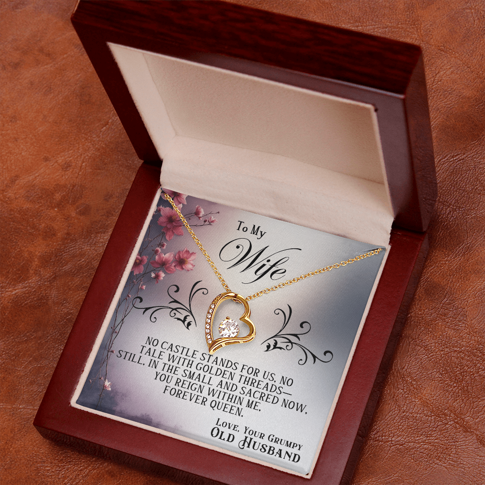 Forever Love Necklace Premium Quality For Wife White or Yelllow Gold in Luxury Gift Box Grumpy Old Husband