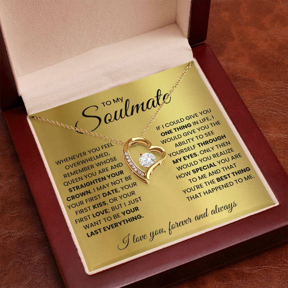 Forever Love Necklace Gift for Soulmate in Gold or White Finish with Light Up Gift Box Options