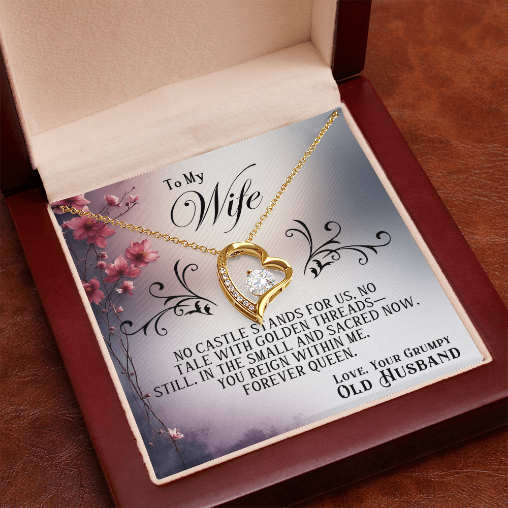 Forever Love Necklace Premium Quality For Wife White or Yelllow Gold in Luxury Gift Box Grumpy Old Husband
