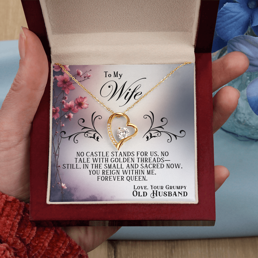 Forever Love Necklace Premium Quality For Wife White or Yelllow Gold in Luxury Gift Box Grumpy Old Husband