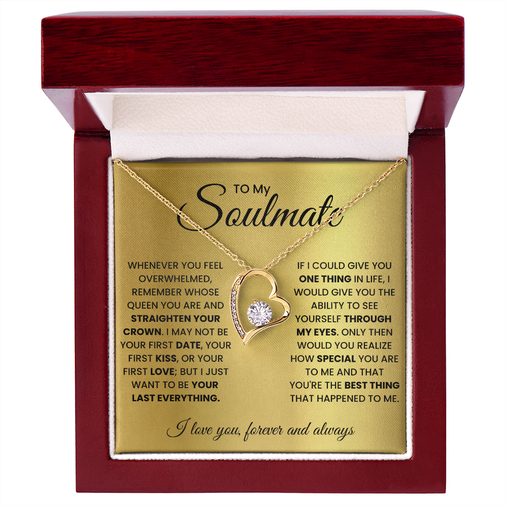 Forever Love Necklace Gift for Soulmate in Gold or White Finish with Light Up Gift Box Options
