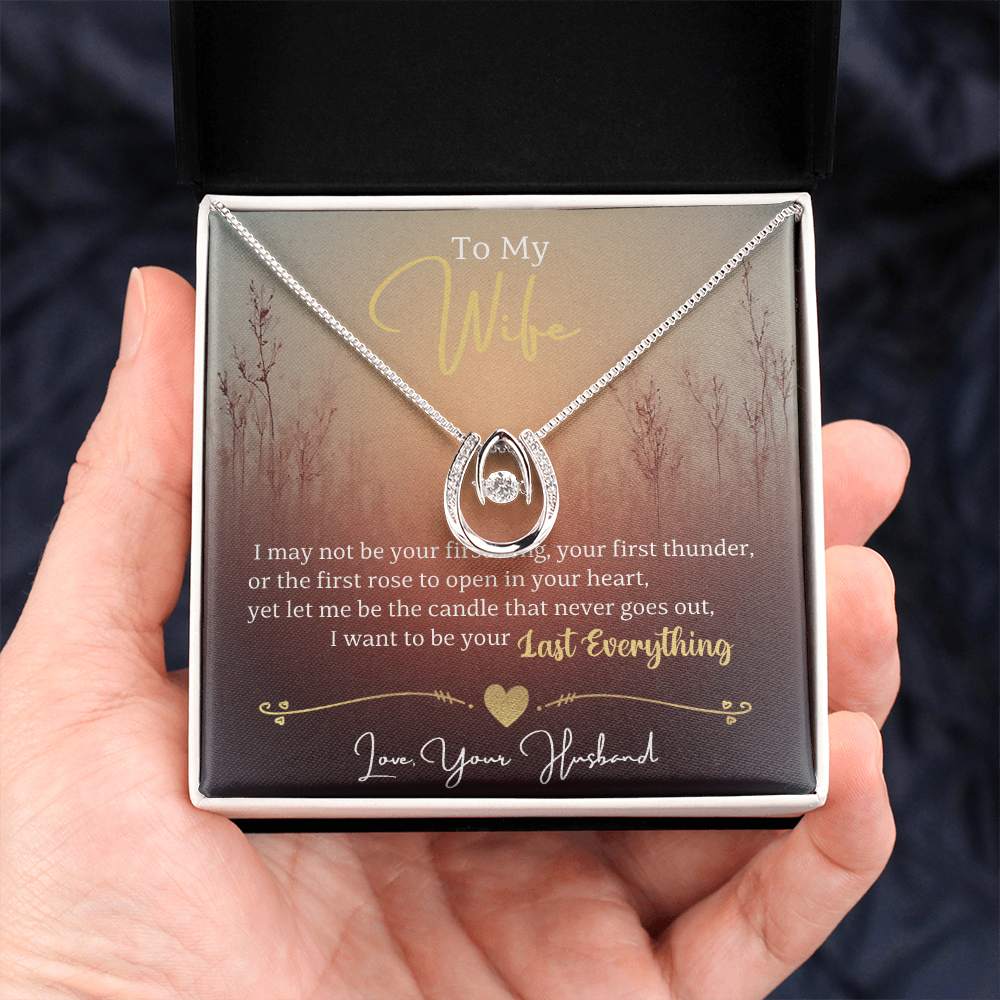 Lucky In Love Necklace for Wife in Yellow / White gold Premium Gift Box Romantic Card Inset