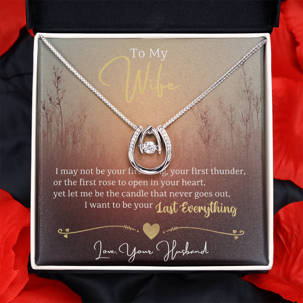 Lucky In Love Necklace for Wife in Yellow / White gold Premium Gift Box Romantic Card Inset