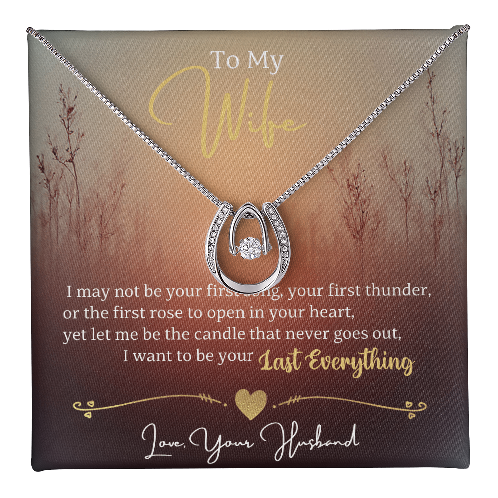 Lucky In Love Necklace for Wife in Yellow / White gold Premium Gift Box Romantic Card Inset