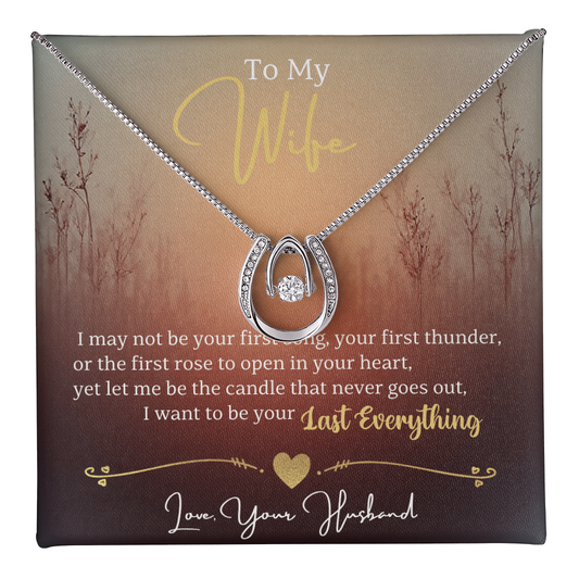 Lucky In Love Necklace for Wife in Yellow / White gold Premium Gift Box Romantic Card Inset