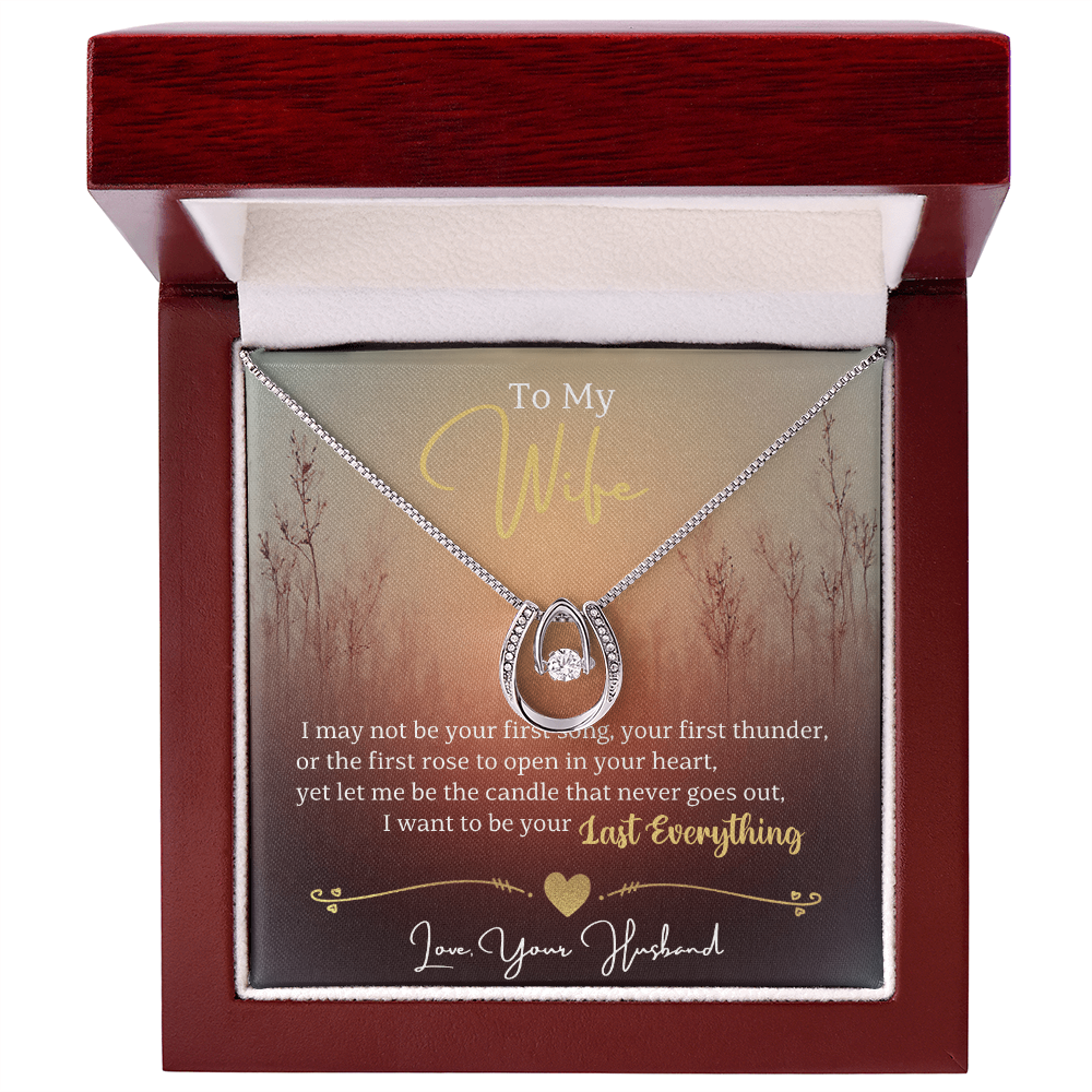 Lucky In Love Necklace for Wife in Yellow / White gold Premium Gift Box Romantic Card Inset