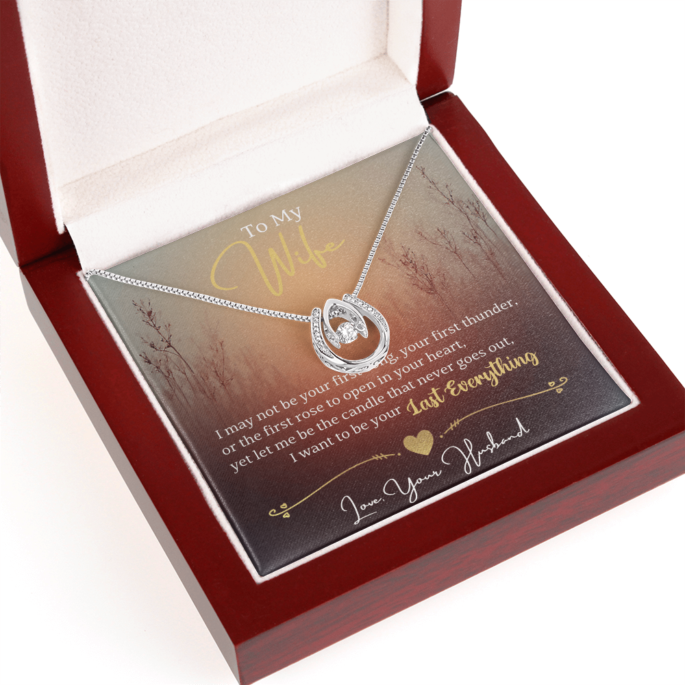 Lucky In Love Necklace for Wife in Yellow / White gold Premium Gift Box Romantic Card Inset