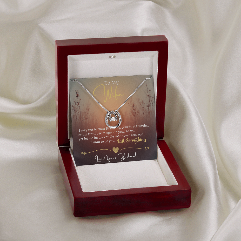 Lucky In Love Necklace for Wife in Yellow / White gold Premium Gift Box Romantic Card Inset