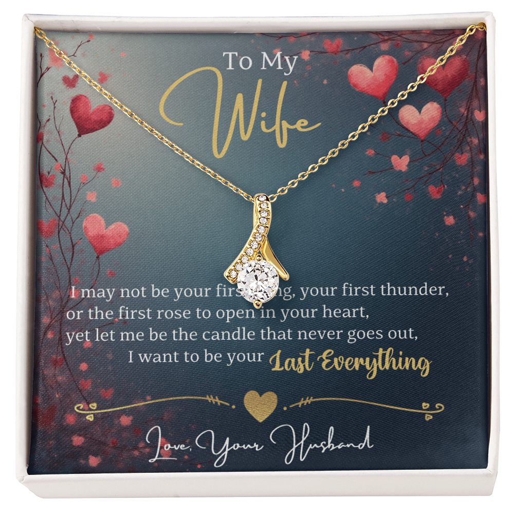 Alluring Beauty Necklace for Wife In White/Yellow Gold Premium Quality Gift Box Romantic Card Inset