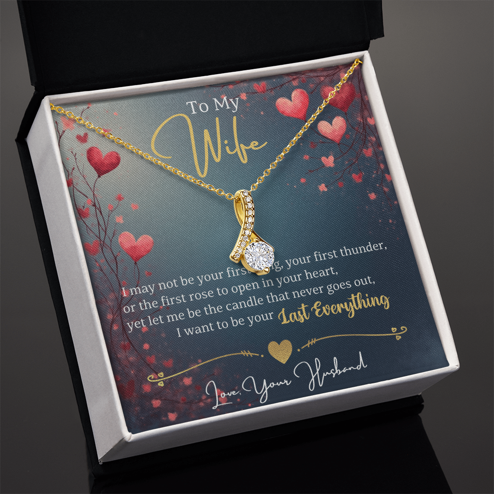 Alluring Beauty Necklace for Wife In White/Yellow Gold Premium Quality Gift Box Romantic Card Inset