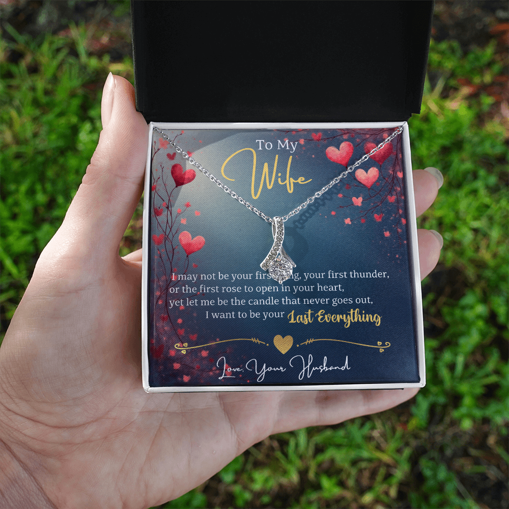 Alluring Beauty Necklace for Wife In White/Yellow Gold Premium Quality Gift Box Romantic Card Inset