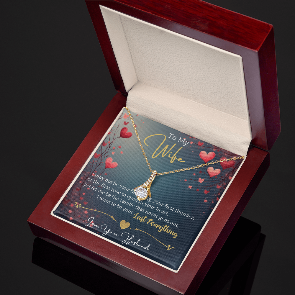 Alluring Beauty Necklace for Wife In White/Yellow Gold Premium Quality Gift Box Romantic Card Inset