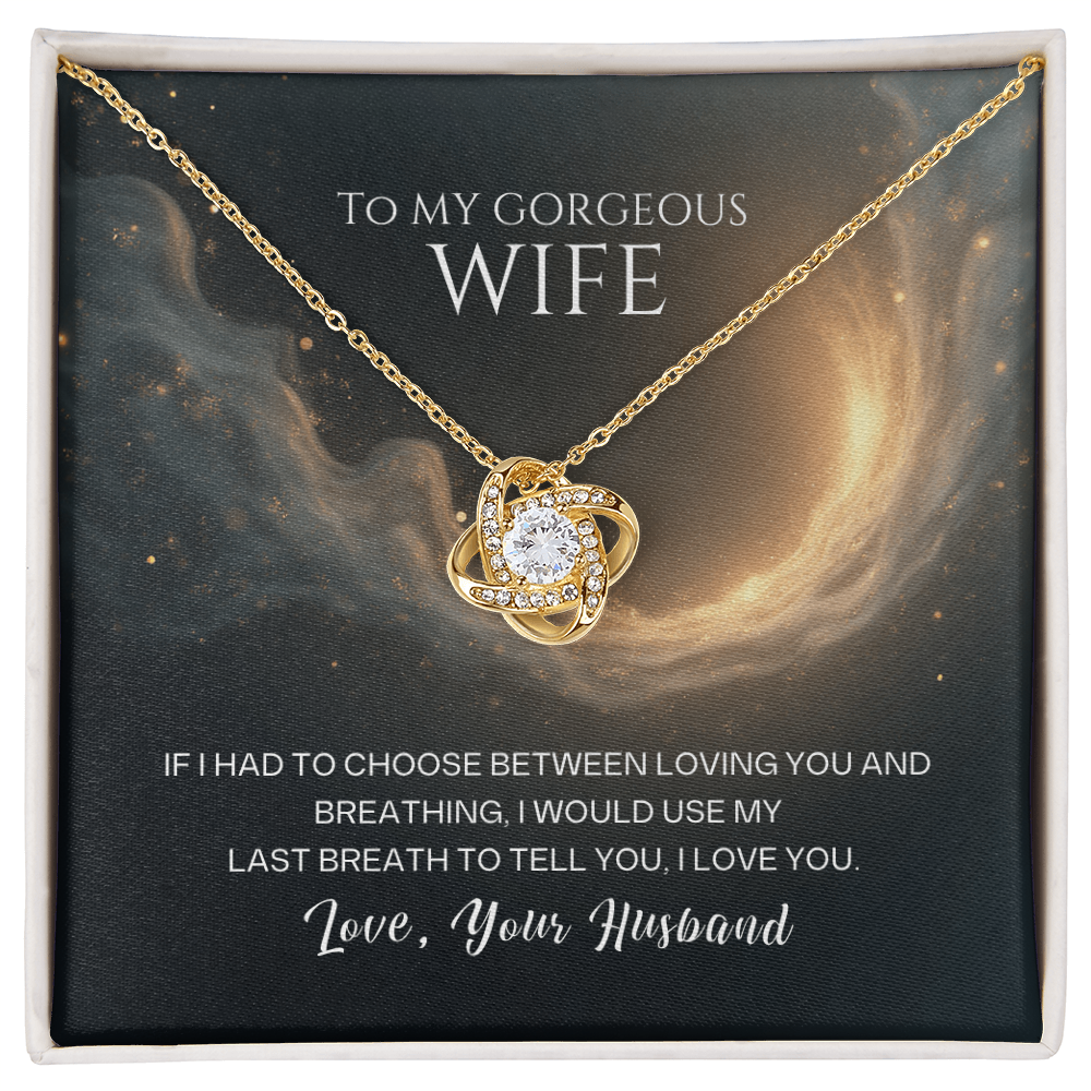 Love Knot Necklace in Yellow or White Gold for Wife Premium Quality in Gift Luxury Box