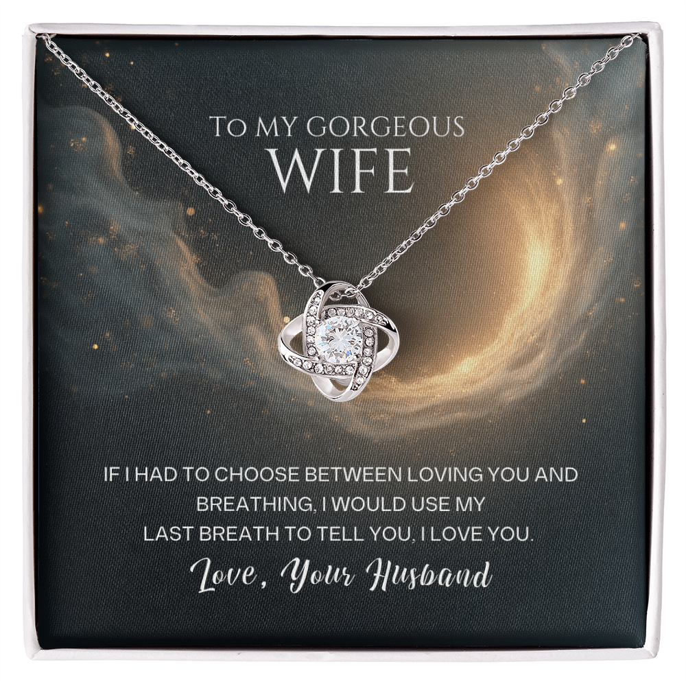 Love Knot Necklace in Yellow or White Gold for Wife Premium Quality in Gift Luxury Box