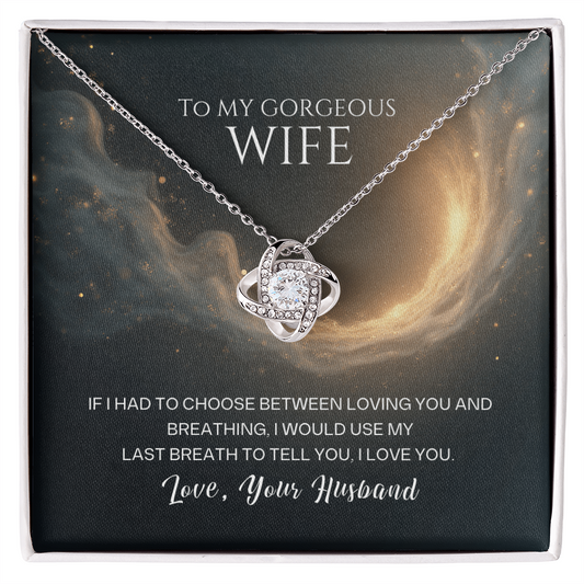 Love Knot Necklace in Yellow or White Gold for Wife Premium Quality in Gift Luxury Box