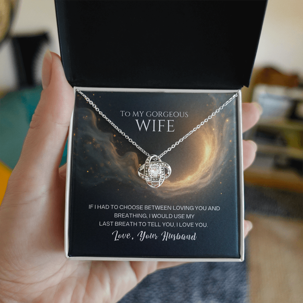 Love Knot Necklace in Yellow or White Gold for Wife Premium Quality in Gift Luxury Box