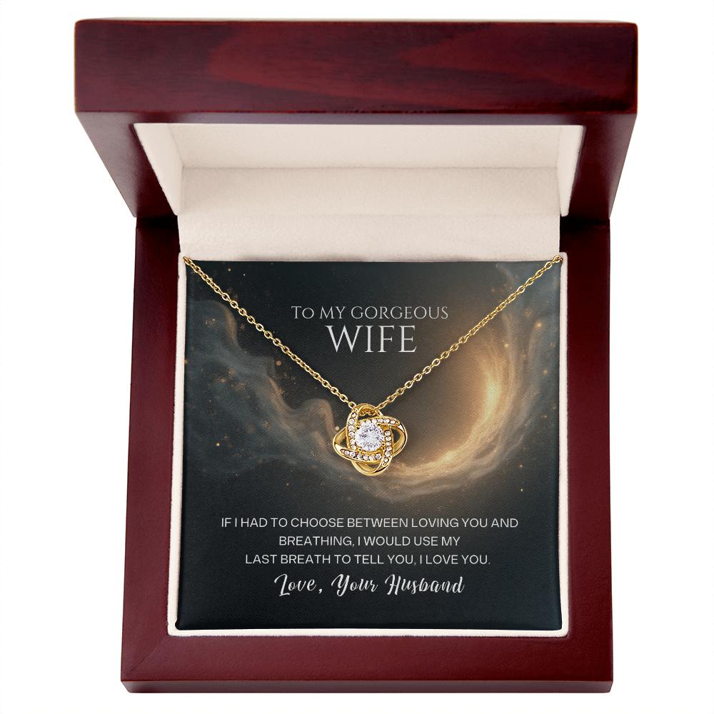 Love Knot Necklace in Yellow or White Gold for Wife Premium Quality in Gift Luxury Box