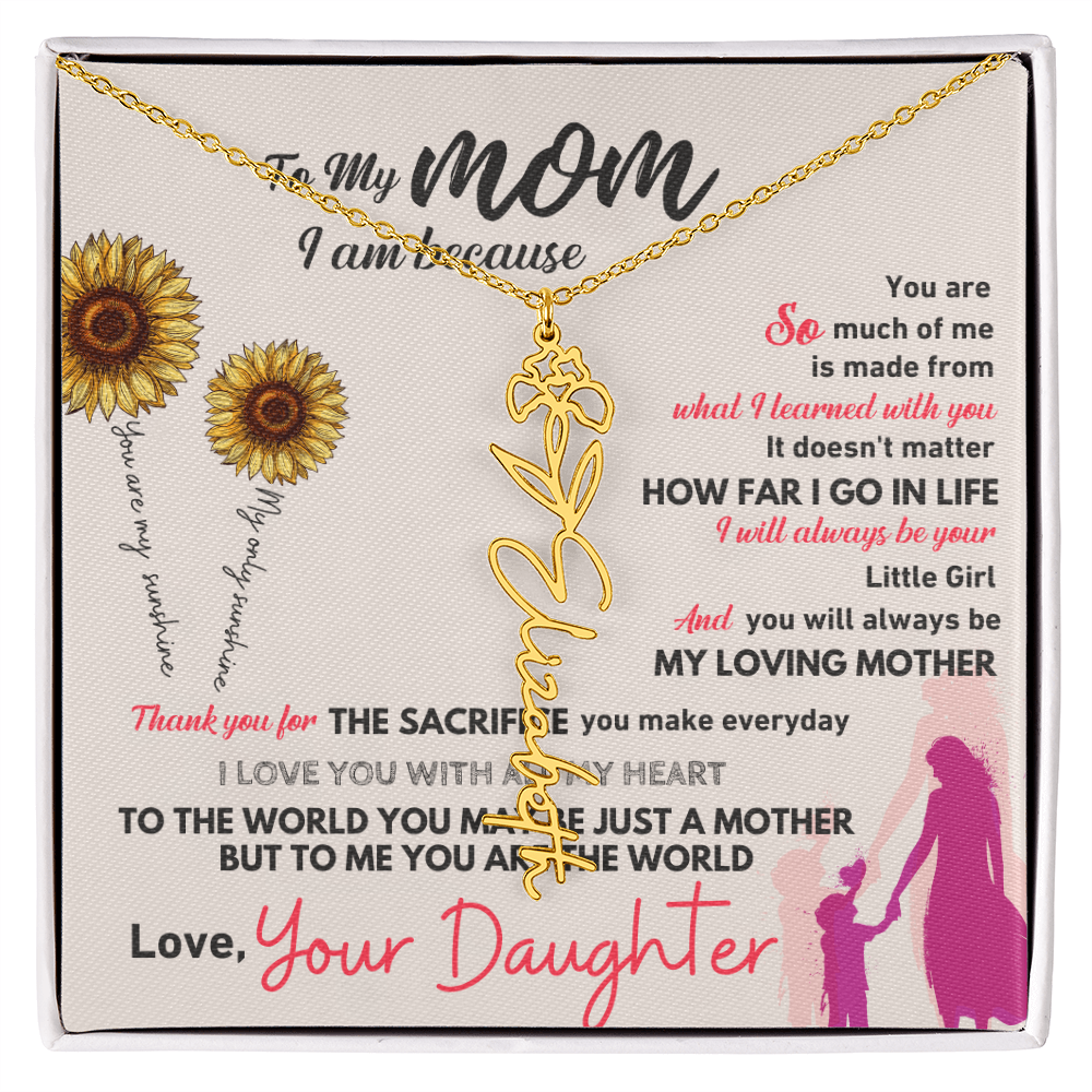 Personalised Flower Name Mother / Daughter Gold/ Silver Necklace for Birth Month with LED Giftbox