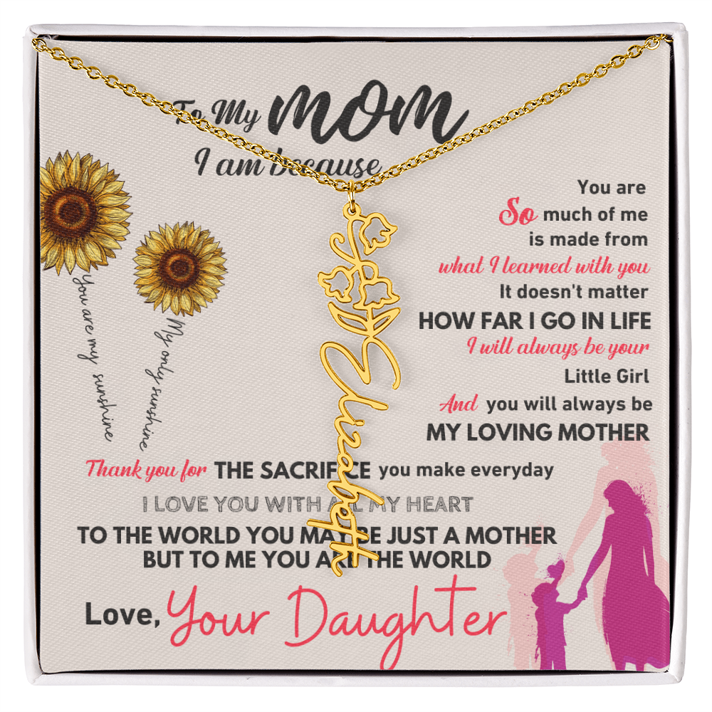 Personalised Flower Name Mother / Daughter Gold/ Silver Necklace for Birth Month with LED Giftbox