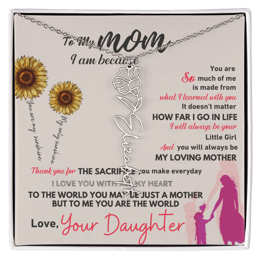 Personalised Flower Name Mother / Daughter Gold/ Silver Necklace for Birth Month with LED Giftbox