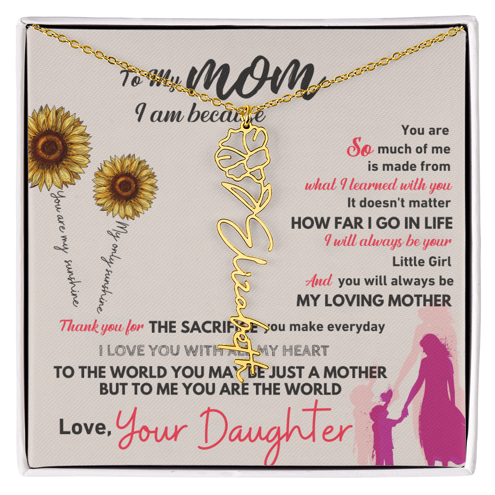 Personalised Flower Name Mother / Daughter Gold/ Silver Necklace for Birth Month with LED Giftbox
