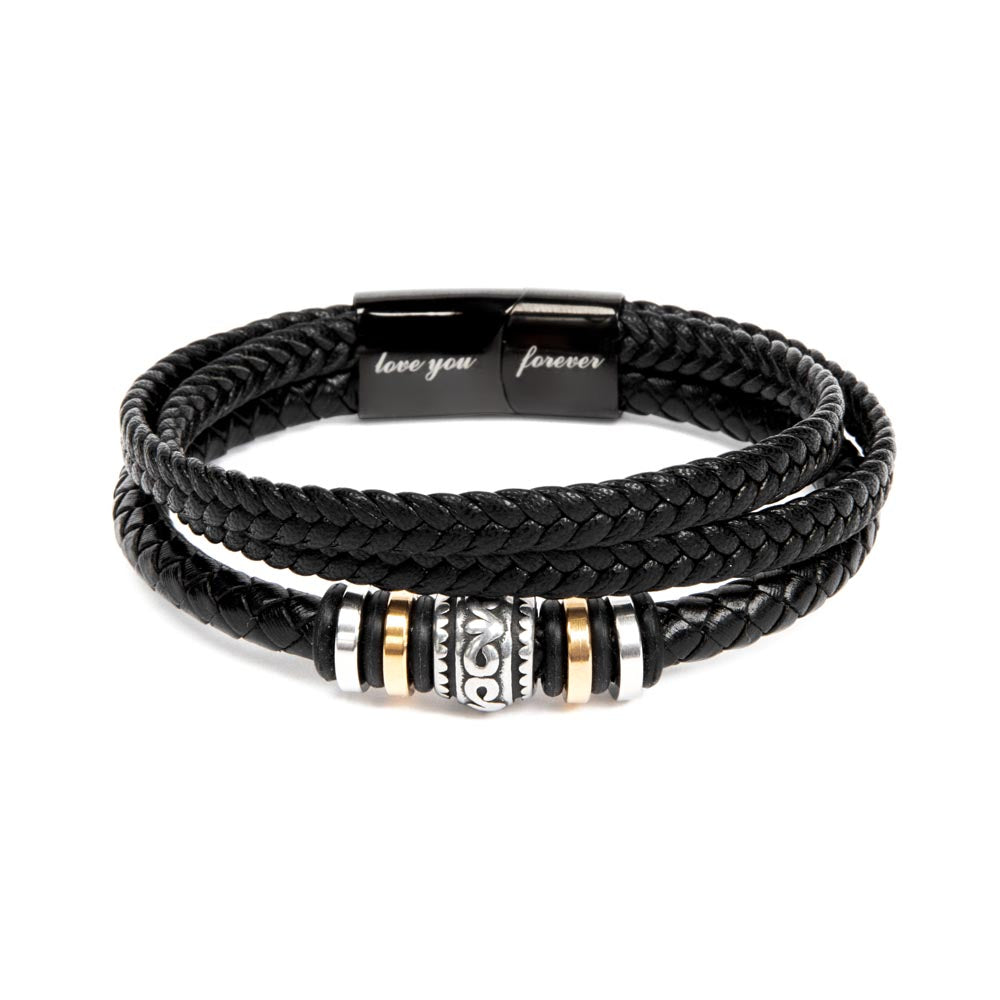 My Son Love You Forever Black Bracelet with Gift Box Option From Dad