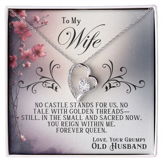 Forever Love Necklace Premium Quality For Wife White or Yelllow Gold in Luxury Gift Box Grumpy Old Husband