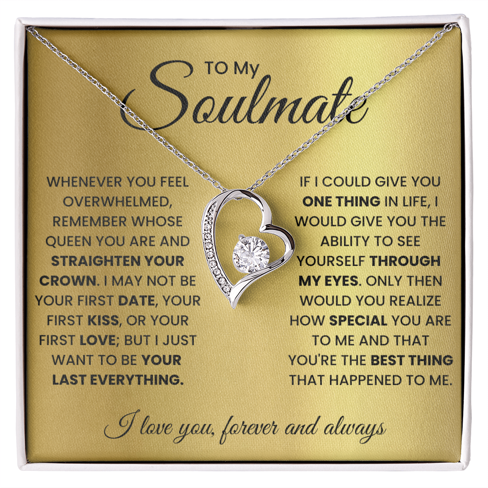 Forever Love Necklace Gift for Soulmate in Gold or White Finish with Light Up Gift Box Options