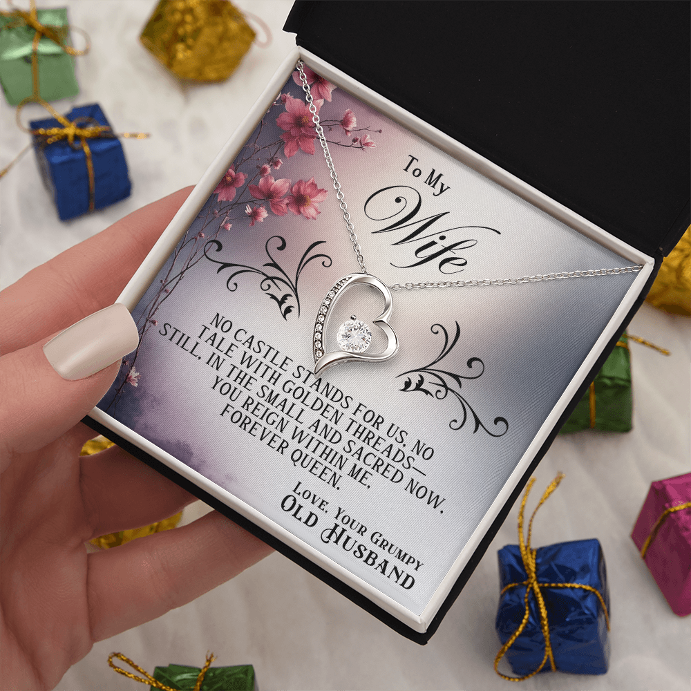 Forever Love Necklace Premium Quality For Wife White or Yelllow Gold in Luxury Gift Box Grumpy Old Husband