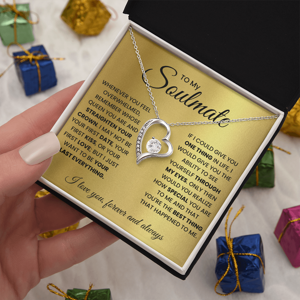 Forever Love Necklace Gift for Soulmate in Gold or White Finish with Light Up Gift Box Options