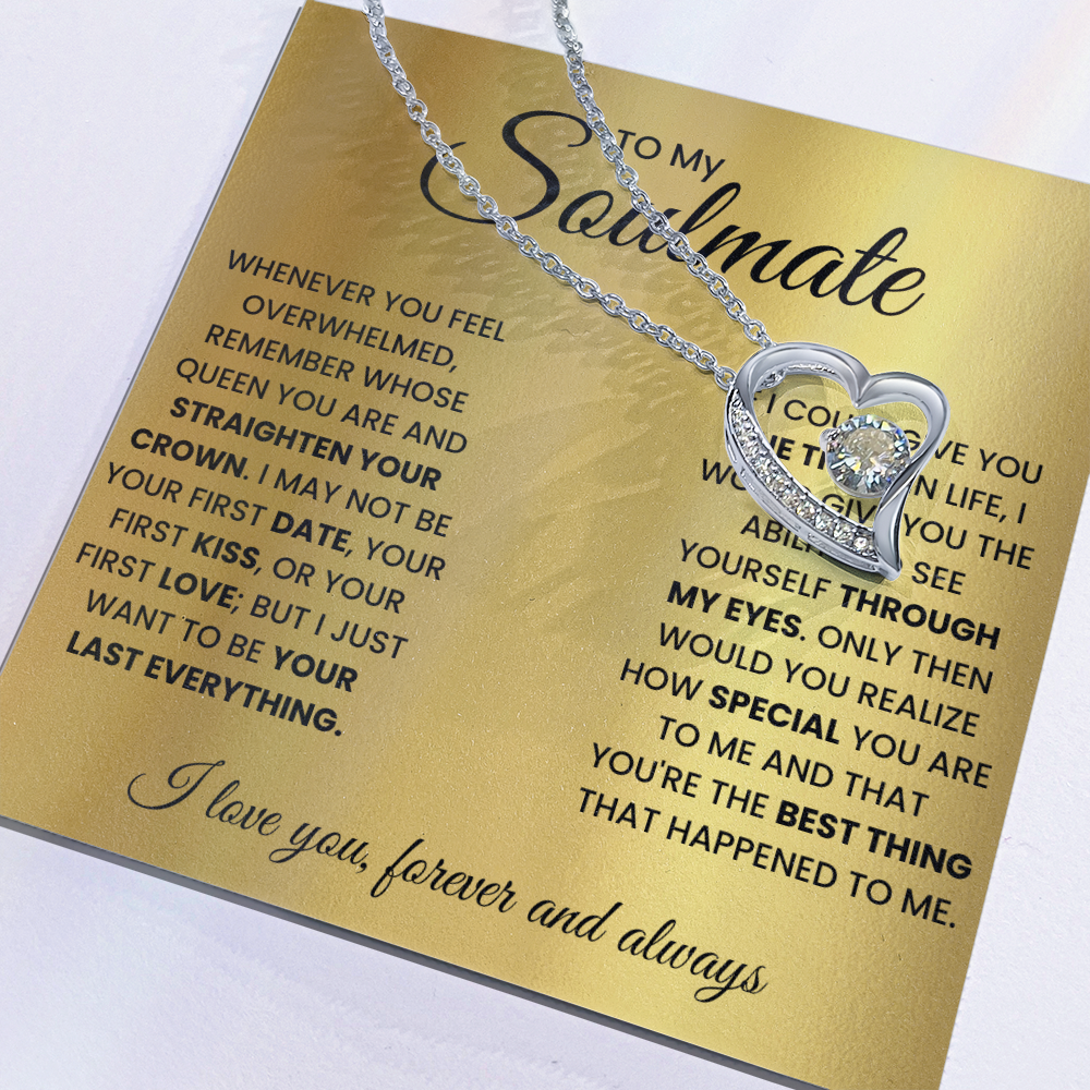Forever Love Necklace Gift for Soulmate in Gold or White Finish with Light Up Gift Box Options