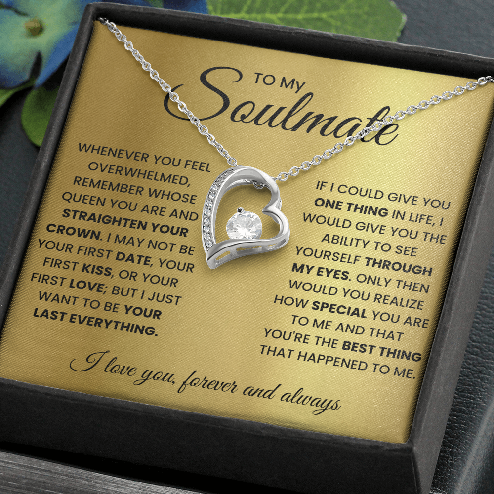 Forever Love Necklace Gift for Soulmate in Gold or White Finish with Light Up Gift Box Options