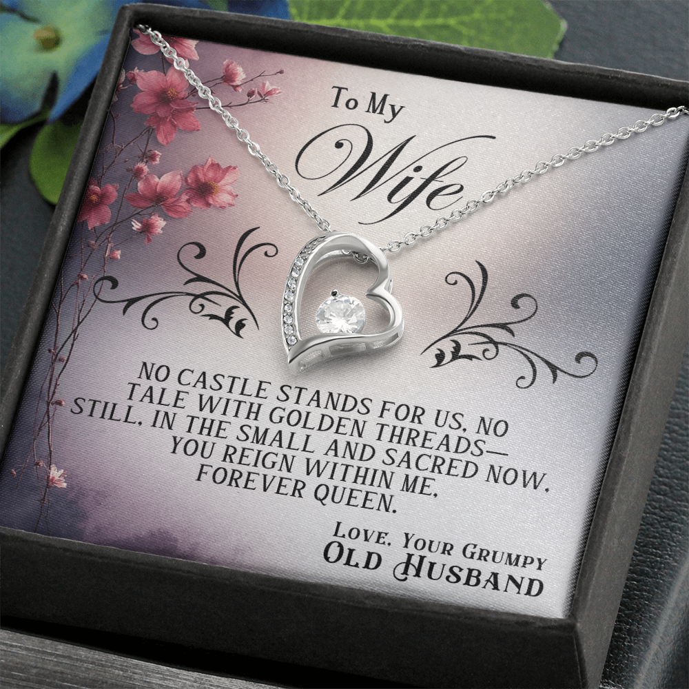 Forever Love Necklace Premium Quality For Wife White or Yelllow Gold in Luxury Gift Box Grumpy Old Husband