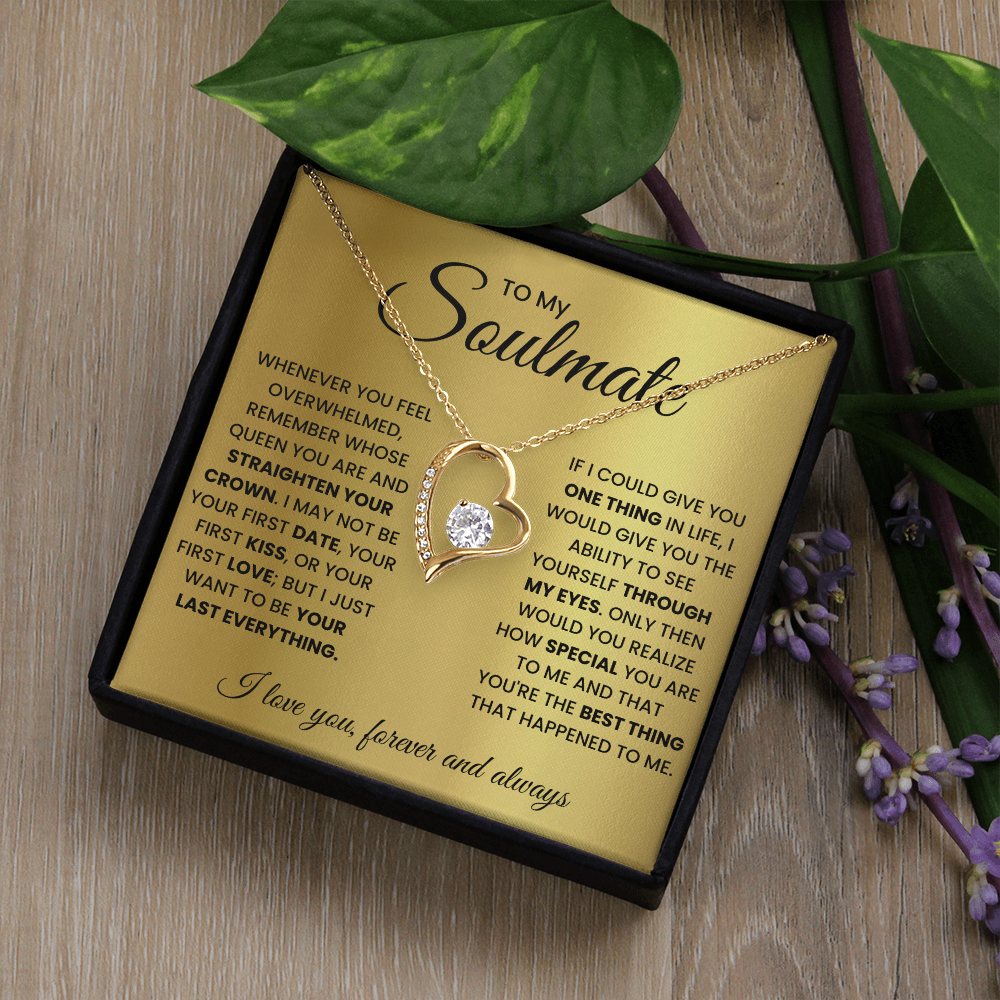 Forever Love Necklace Gift for Soulmate in Gold or White Finish with Light Up Gift Box Options