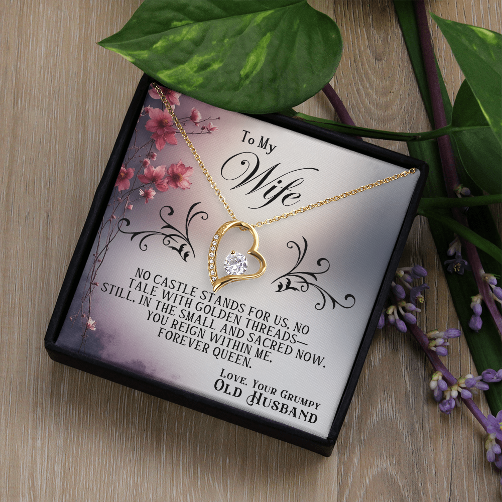 Forever Love Necklace Premium Quality For Wife White or Yelllow Gold in Luxury Gift Box Grumpy Old Husband