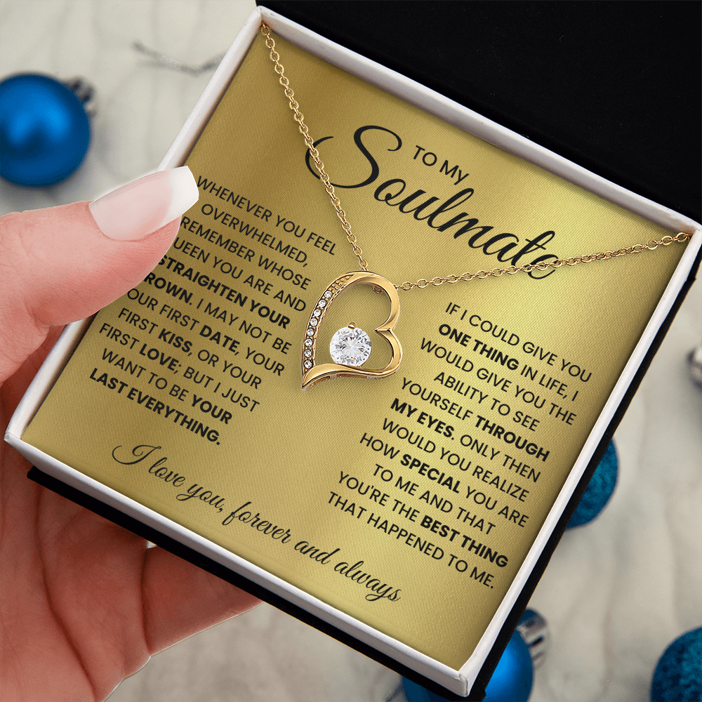 Forever Love Necklace Gift for Soulmate in Gold or White Finish with Light Up Gift Box Options