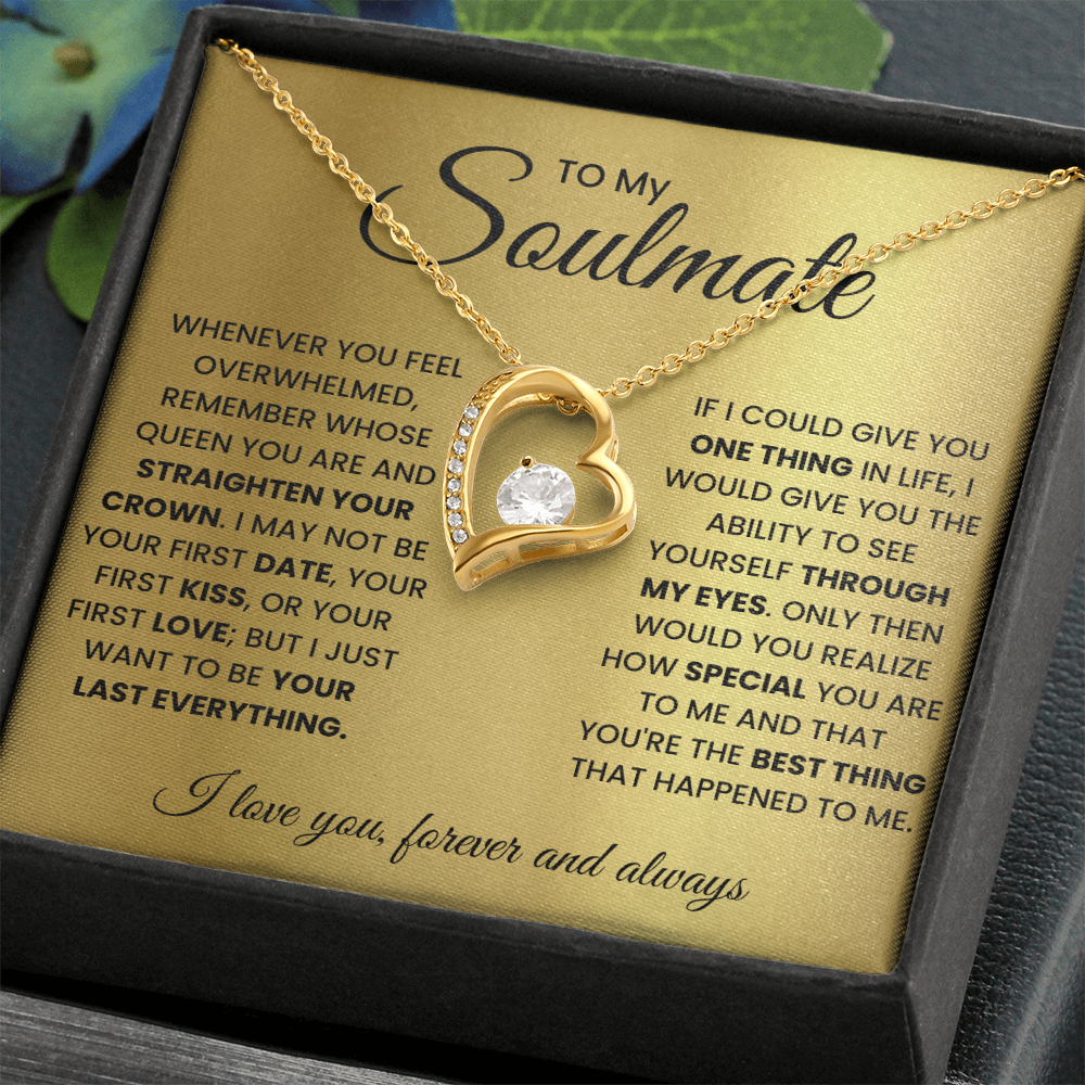 Forever Love Necklace Gift for Soulmate in Gold or White Finish with Light Up Gift Box Options