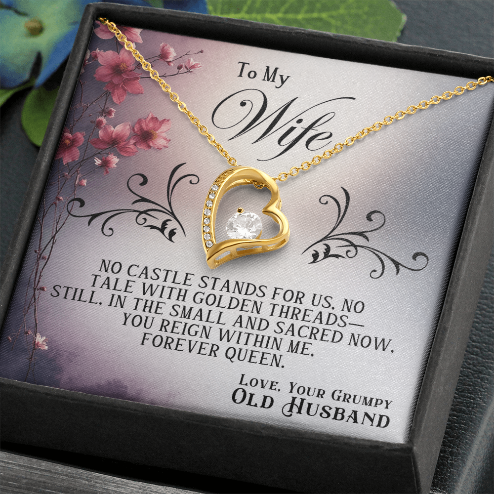 Forever Love Necklace Premium Quality For Wife White or Yelllow Gold in Luxury Gift Box Grumpy Old Husband